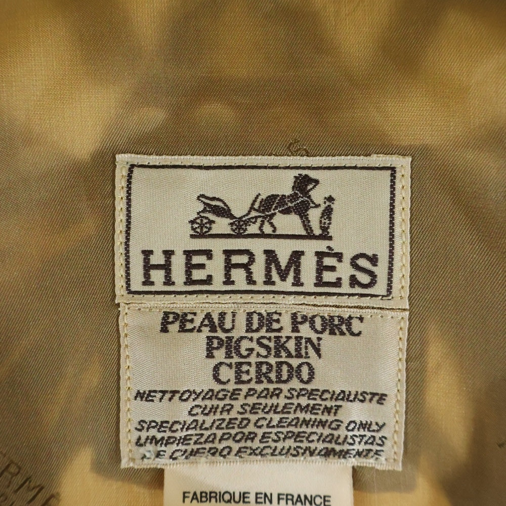 HERMES(エルメス) L'OR DES CHEFS 首長達の金 シルク レザー ベスト ブラウン/ベージュ