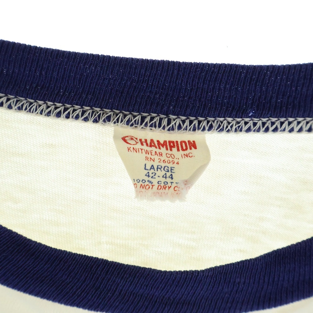 CHAMPION(チャンピオン) 60S VINTAGE ヴィンテージ ランタグ 染み込みプリント リンガー 半袖Tシャツ カットソー ホワイト