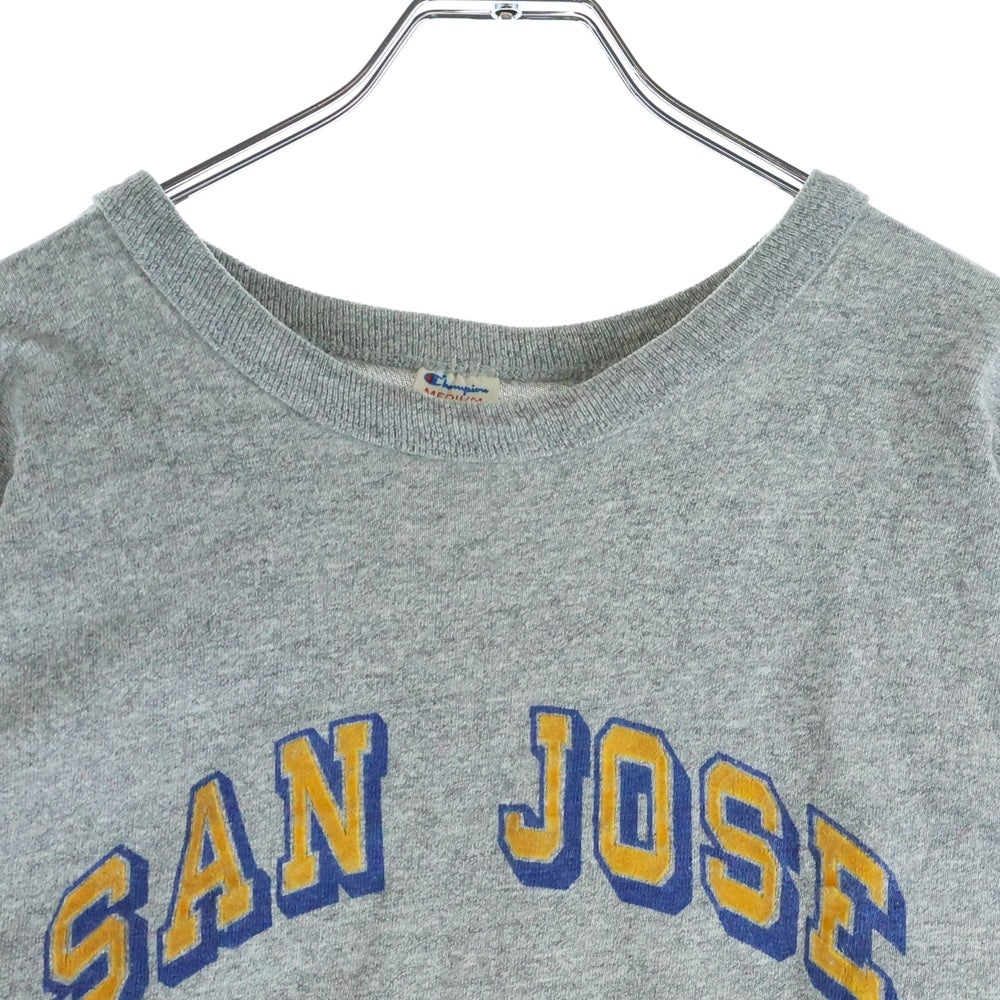 CHAMPION(チャンピオン) 80S VINTAGE ヴィンテージ トリコタグ後期 フロッキープリント 半袖Tシャツ カットソー グレー
