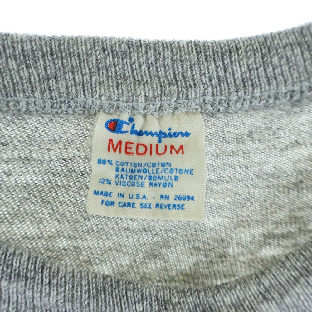 CHAMPION(チャンピオン) 80S VINTAGE ヴィンテージ トリコタグ後期 フロッキープリント 半袖Tシャツ カットソー グレー