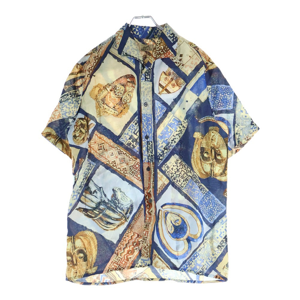 HERMES(エルメス) PERSONA ペルソナ 仮面 総柄 リネン 半袖シャツ マルチ