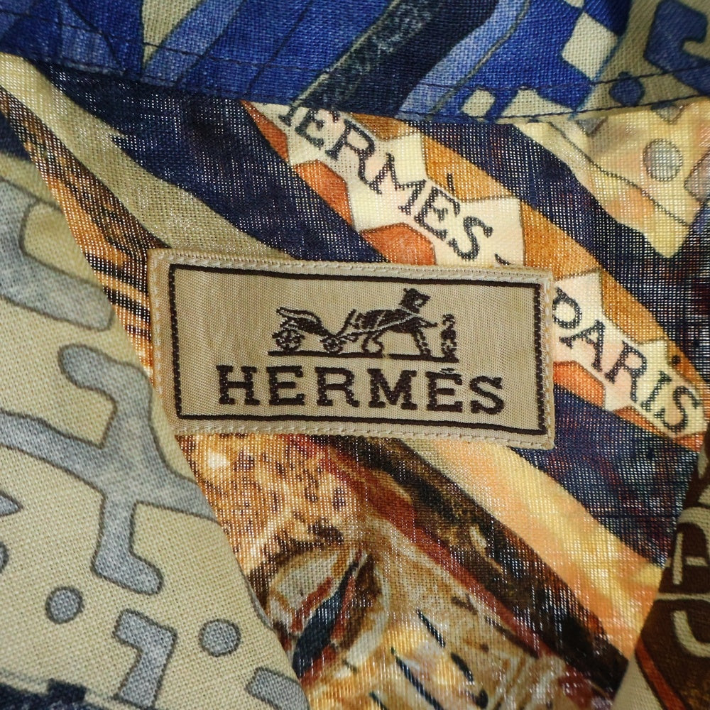 HERMES(エルメス) PERSONA ペルソナ 仮面 総柄 リネン 半袖シャツ マルチ