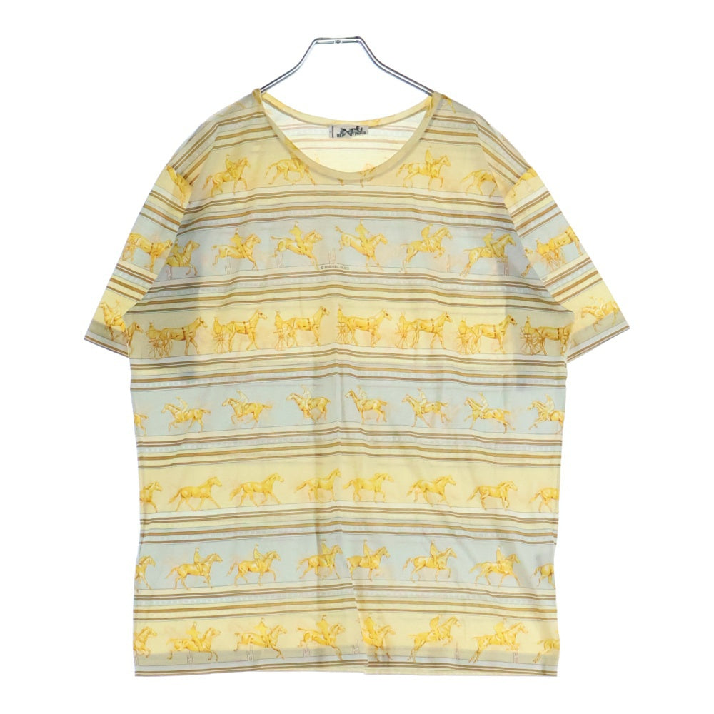 HERMES(エルメス) PFERDEKLEID 馬 総柄 コットン 半袖Tシャツ カットソー ベージュ