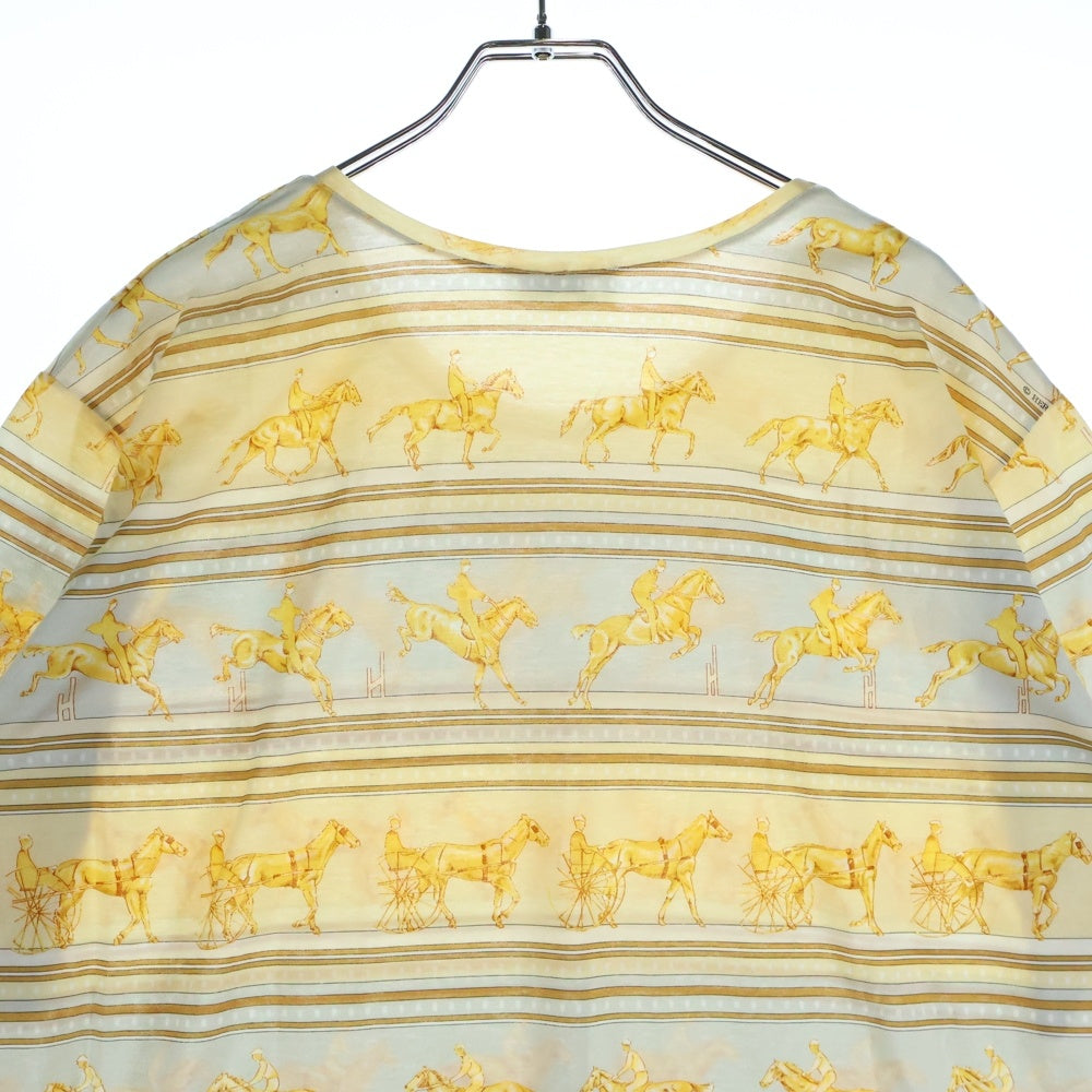 HERMES(エルメス) PFERDEKLEID 馬 総柄 コットン 半袖Tシャツ カットソー ベージュ