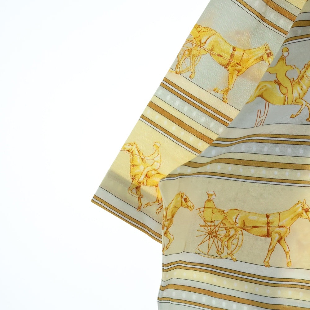 HERMES(エルメス) PFERDEKLEID 馬 総柄 コットン 半袖Tシャツ カットソー ベージュ