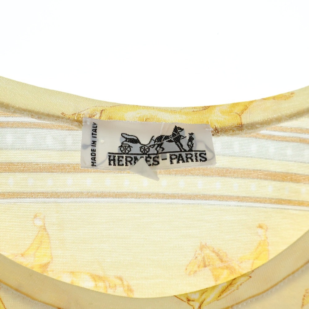 HERMES(エルメス) PFERDEKLEID 馬 総柄 コットン 半袖Tシャツ カットソー ベージュ