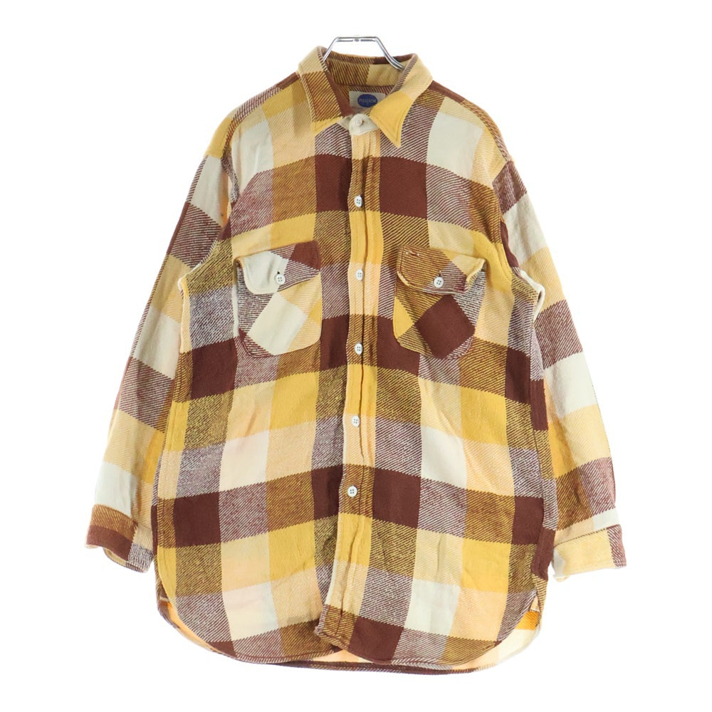 NO BRAND(ノーブランド) 50S VINTAGE PILGRIM ヴィンテージ ピリグリム マチ付き チェック 長袖シャツ ベージュ