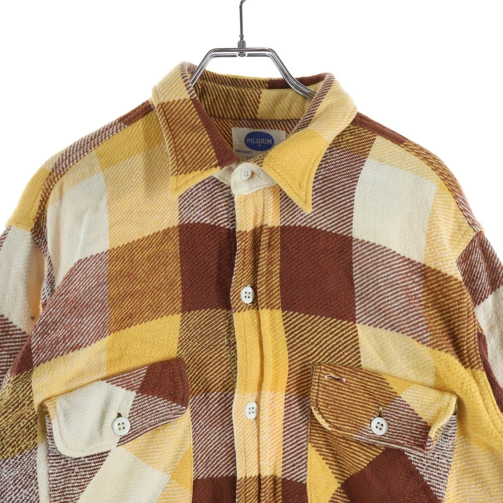 NO BRAND(ノーブランド) 50S VINTAGE PILGRIM ヴィンテージ ピリグリム マチ付き チェック 長袖シャツ ベージュ