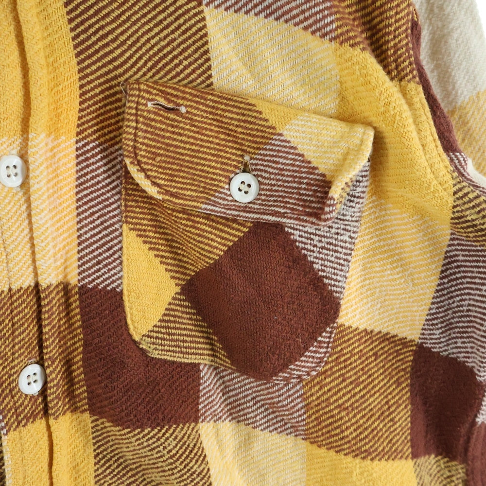 NO BRAND(ノーブランド) 50S VINTAGE PILGRIM ヴィンテージ ピリグリム マチ付き チェック 長袖シャツ ベージュ