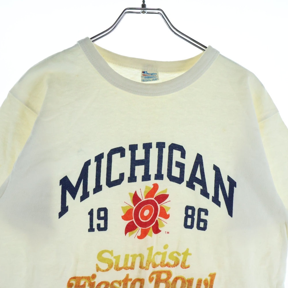 CHAMPION(チャンピオン) 80S VINTAGE ヴィンテージ トリコタグ後期 MICHIGAN 1986 プリント 半袖Tシャツ カットソー ホワイト