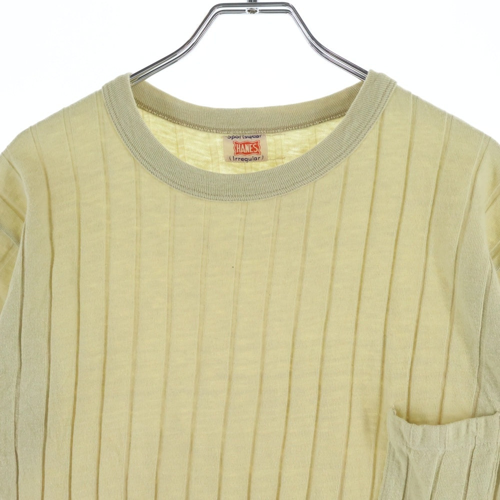 NO BRAND(ノーブランド) HANES（ヘインズ）40S VINTAGE 針抜きリブ ポケットTシャツ ベージュ