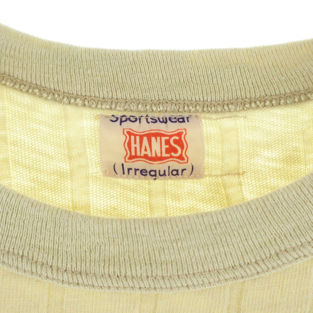 NO BRAND(ノーブランド) HANES（ヘインズ）40S VINTAGE 針抜きリブ ポケットTシャツ ベージュ