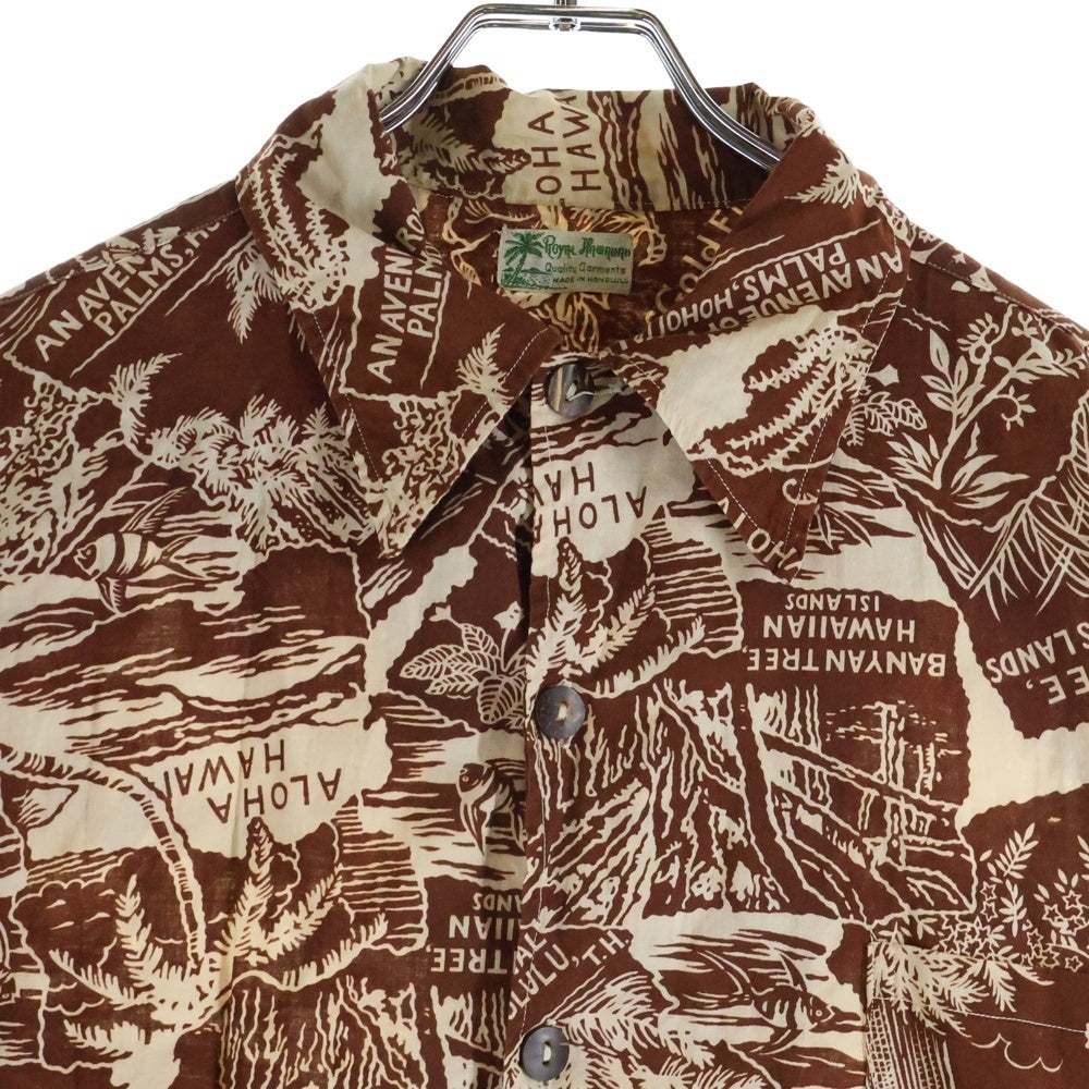 NO BRAND(ノーブランド) VINTAGE ROYAL HAWAIIAN コットン ハワイアンシャツ アロハ ブラウン