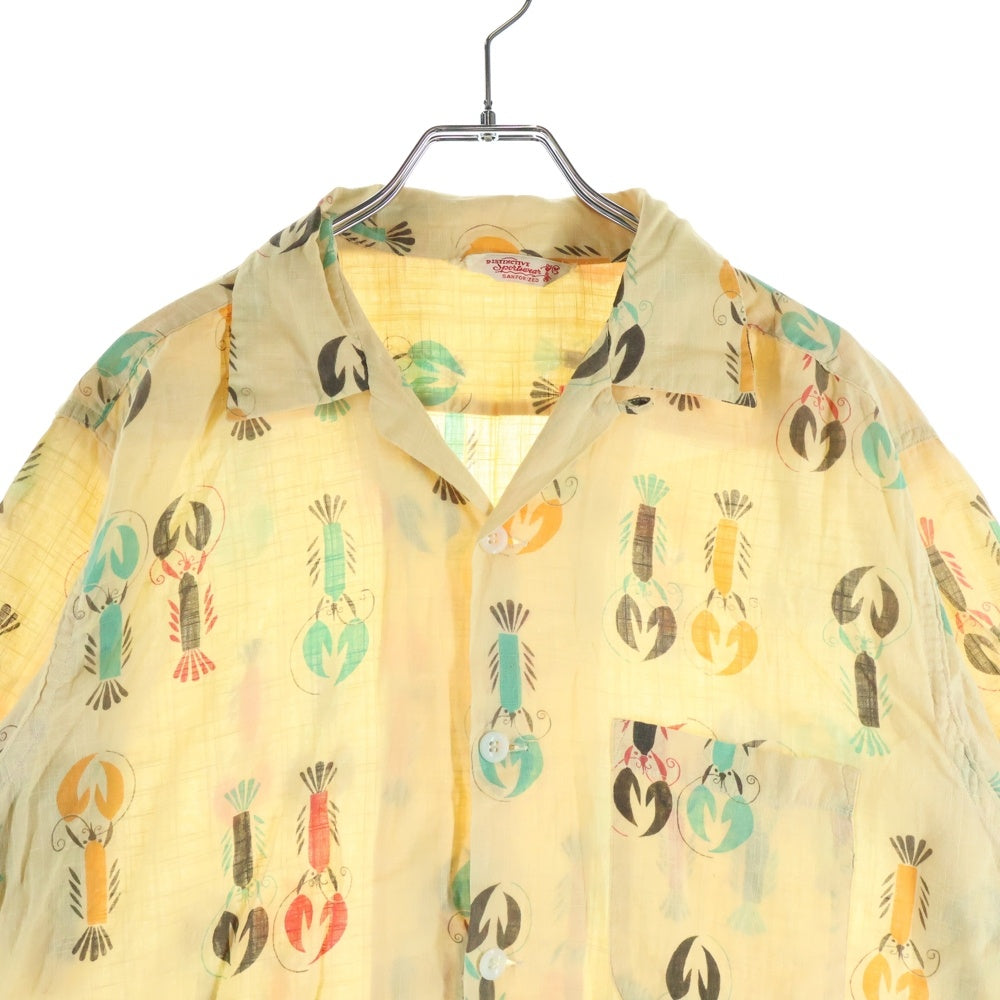 NO BRAND(ノーブランド) 50s VINTAGE コットン ハワイアンシャツ アロハ ザリガニ ベージュ