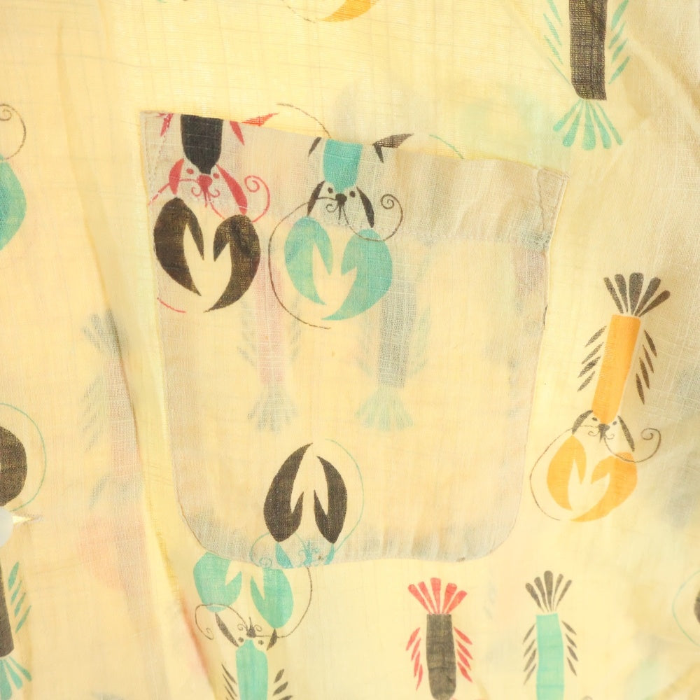 NO BRAND(ノーブランド) 50s VINTAGE コットン ハワイアンシャツ アロハ ザリガニ ベージュ