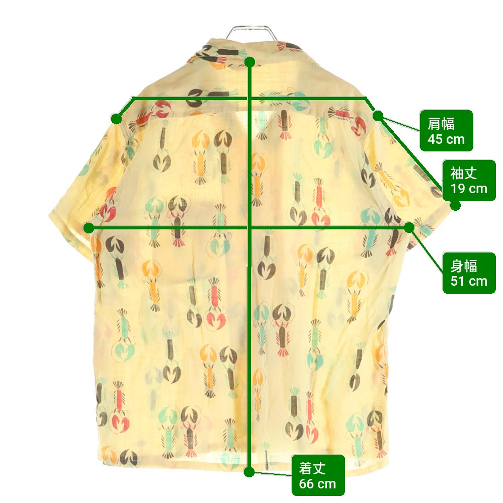 NO BRAND(ノーブランド) 50s VINTAGE コットン ハワイアンシャツ アロハ ザリガニ ベージュ