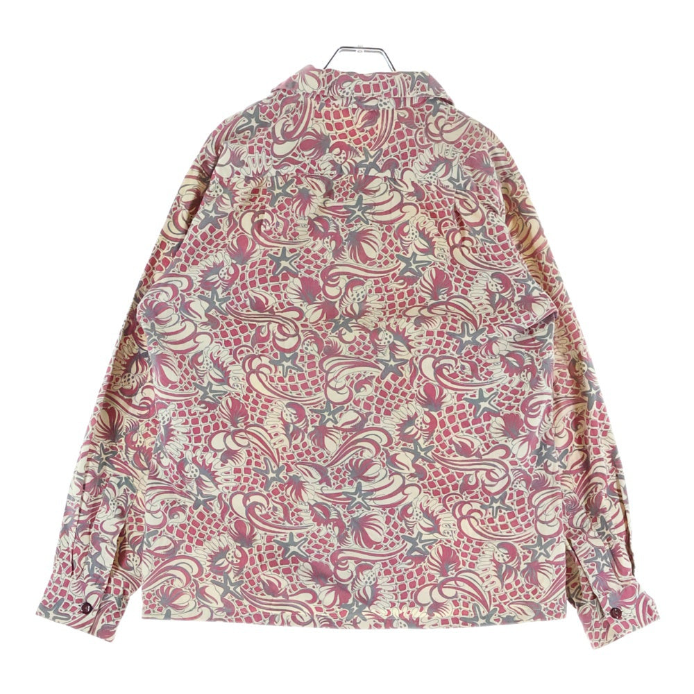 NO BRAND(ノーブランド) 50s VINTAGE コットン 長袖 ハワイアンシャツ アロハ ベージュ