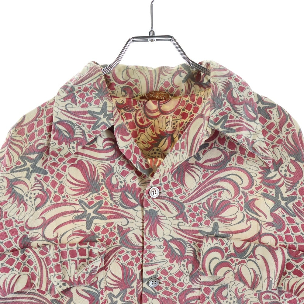 NO BRAND(ノーブランド) 50s VINTAGE コットン 長袖 ハワイアンシャツ アロハ ベージュ