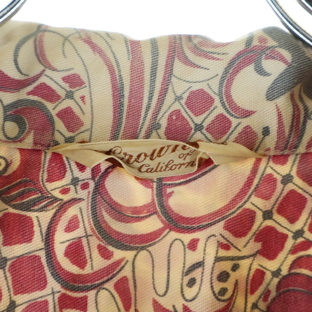 NO BRAND(ノーブランド) 50s VINTAGE コットン 長袖 ハワイアンシャツ アロハ ベージュ