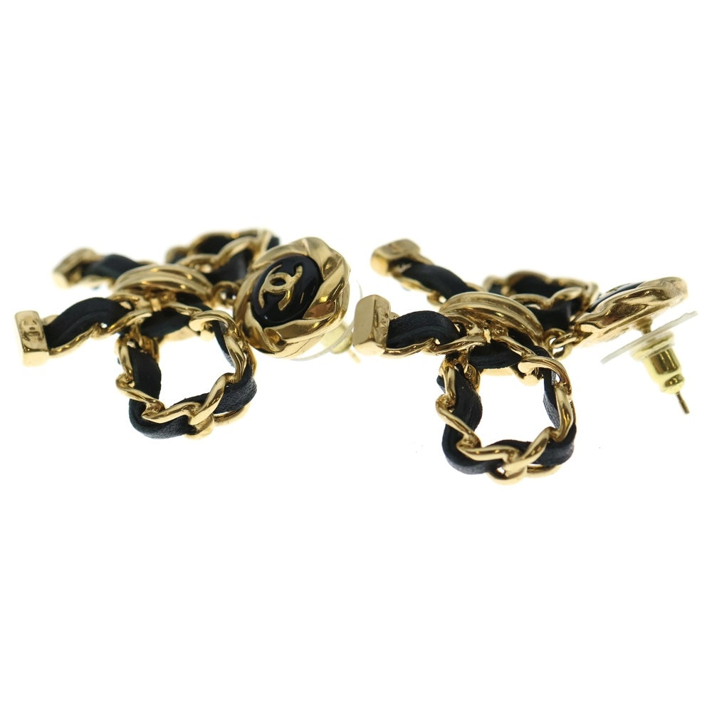 CHANEL(シャネル) ココマーク リボン ピアス 2個セット ブラック/ゴールド レディース