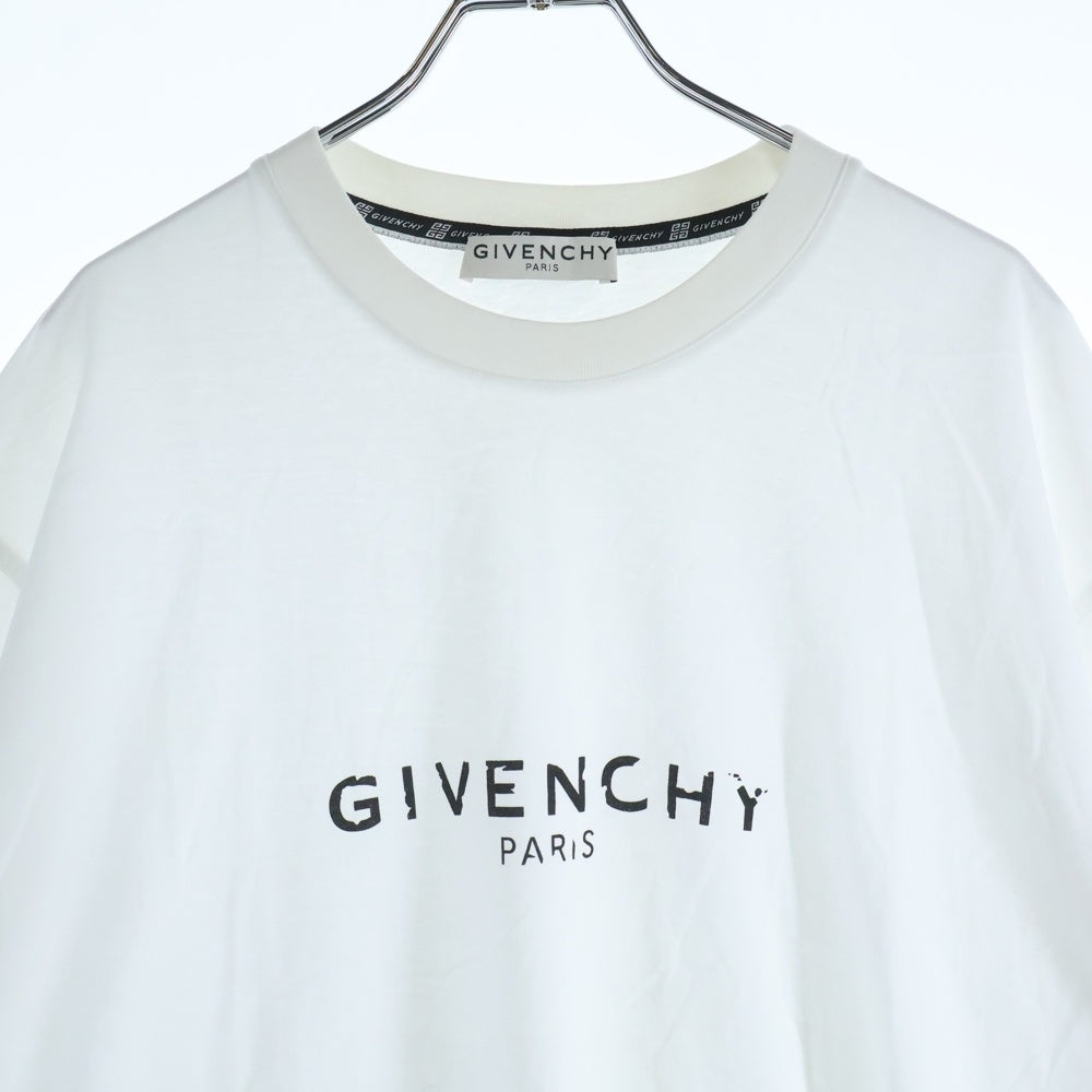 GIVENCHY(ジバンシィ) ヴィンテージエフェクトロゴ クルーネック 半袖Tシャツカットソー ホワイト BM70KC3002
