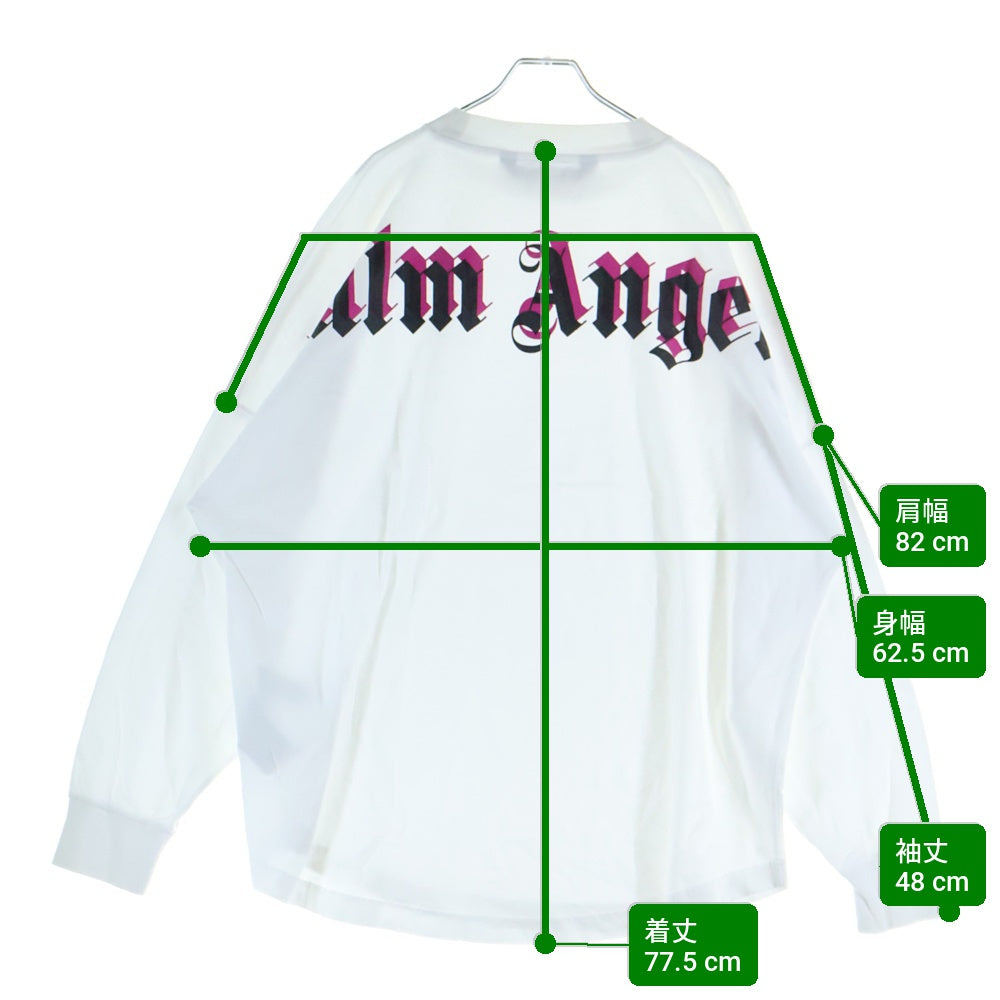 Palm Angels(パームエンジェルス) バックロゴプリント クルーネック 長袖 Tシャツ カットソー ホワイト PMAB001C99JER003