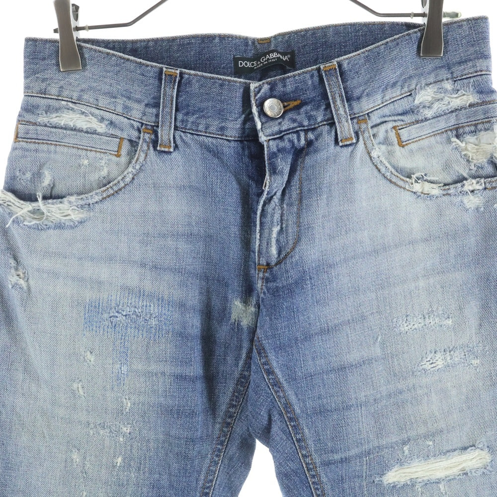DOLCE & GABBANA(ドルチェアンドガッバーナ) ダメージ加工 スキニーデニムパンツ インディゴ GZN9LD