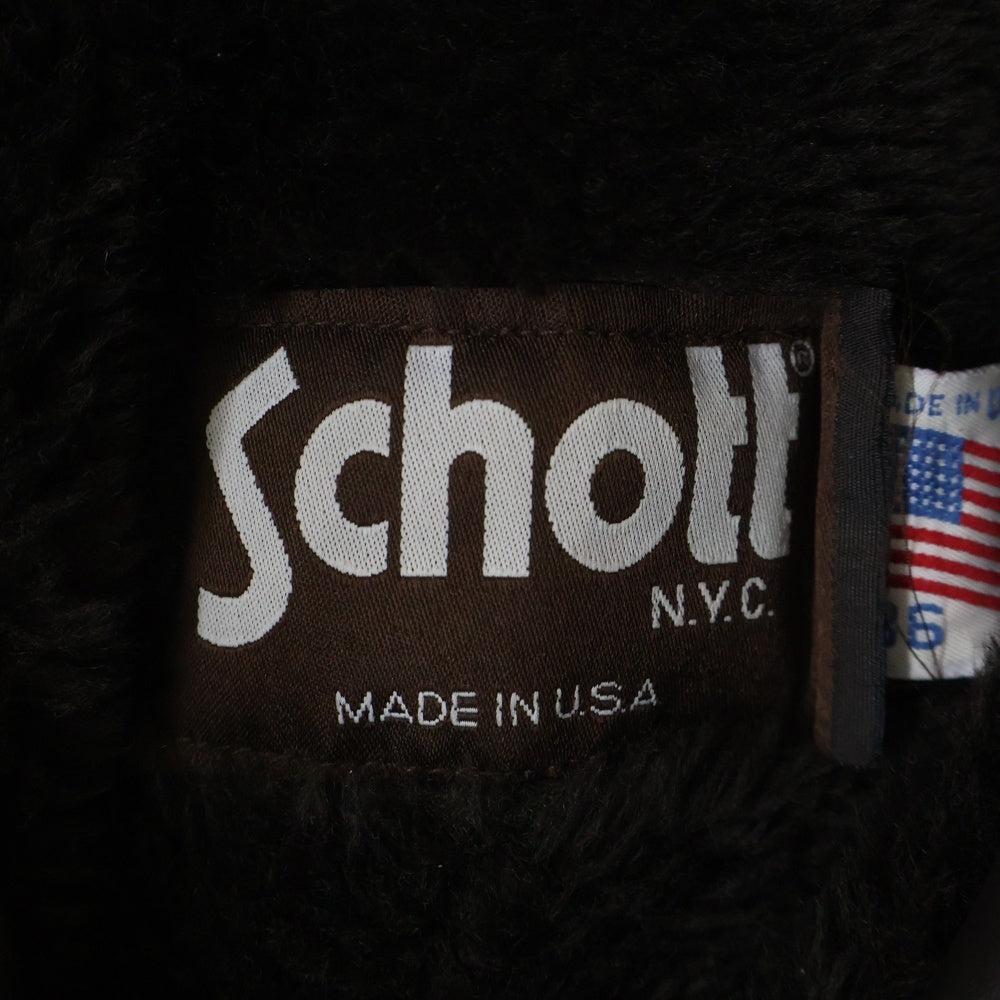 SCHOTT(ショット) AT101 ファーライナー付き ジップアップ シングル ライダースジャケット ブラウン