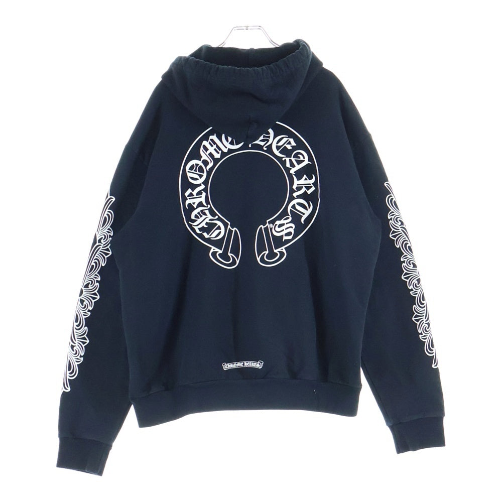 CHROME HEARTS(クロムハーツ) SWTSHRT PLVR 袖フローラルバックホースシュープリント スウェットプルオーバーパーカー ブラック