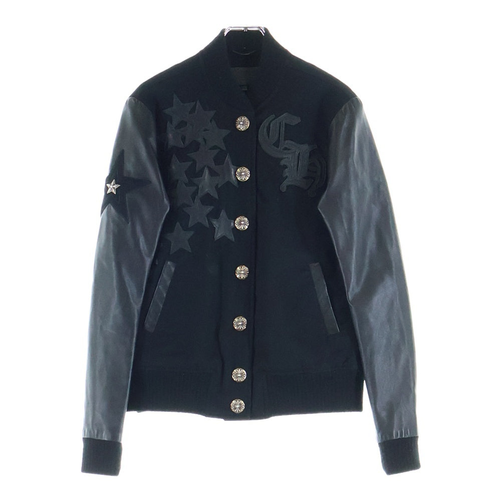 CHROME HEARTS(クロムハーツ) LETTERMAN STAR レターマン クロスボールボタンスターレザーパッチブルゾンジャケット レディース ブラック JVP