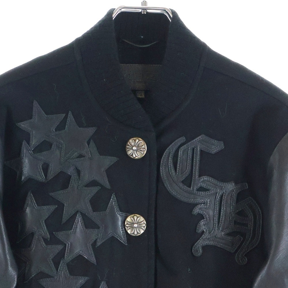 CHROME HEARTS(クロムハーツ) LETTERMAN STAR レターマン クロスボールボタンスターレザーパッチブルゾンジャケット レディース ブラック JVP