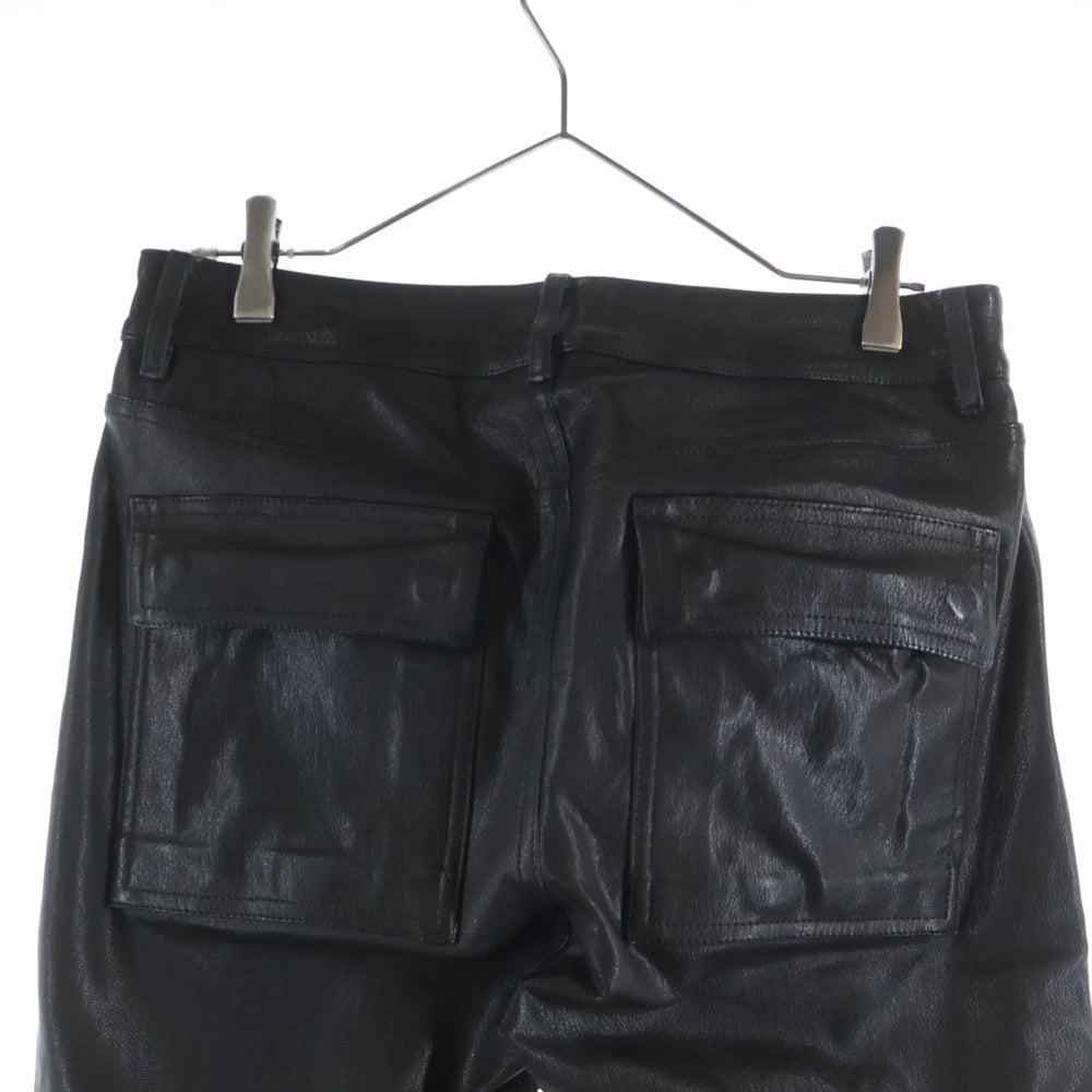 Rick Owens(リックオウエンス) 22AW レザータイロン ストレートパンツ ブラック RU02B2393-LSG