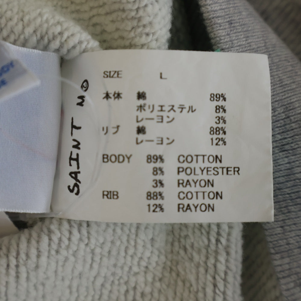 SAINT MICHAEL(セントマイケル) SAINT MX6 Hoodie ロゴ スウェットプルオーバーパーカー グレー SM-YS1-0000-046