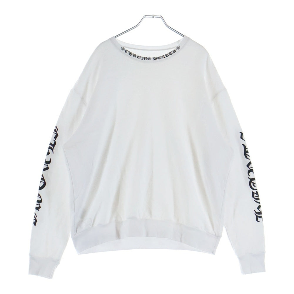 CHROME HEARTS(クロムハーツ) Neck Logo Crewneck Sweatshirt ネックロゴ クルーネックスウェットトレーナー ホワイト