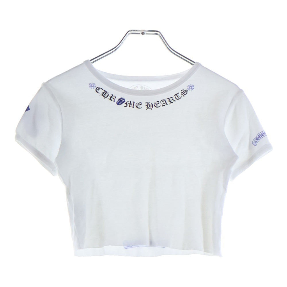 CHROME HEARTS(クロムハーツ) Rolling Stones Lip&Tongue Neck Logo S/S Tee ローリングストーンズ リップアンドタン ネックロゴ 半袖Tシャツ レディース ホワイト