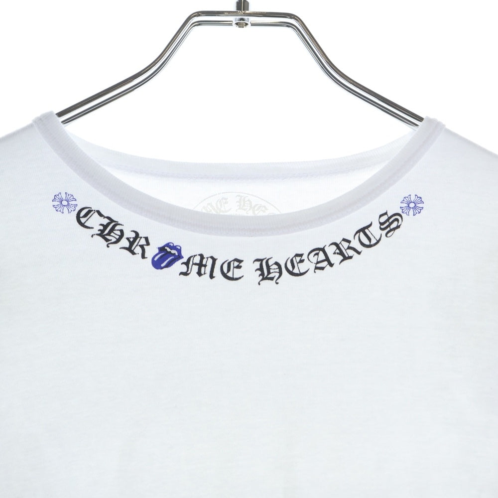 CHROME HEARTS(クロムハーツ) Rolling Stones Lip&Tongue Neck Logo S/S Tee ローリングストーンズ リップアンドタン ネックロゴ 半袖Tシャツ レディース ホワイト