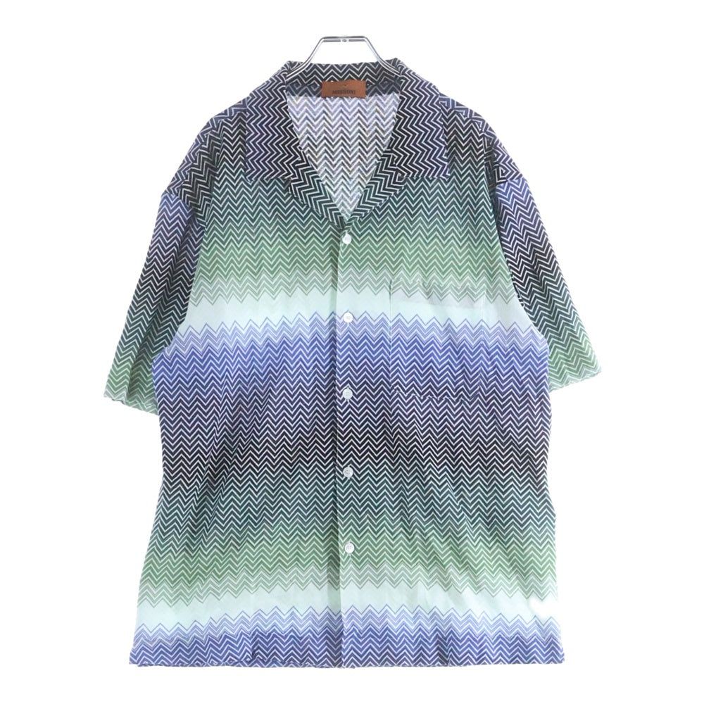MISSONI(ミッソーニ) オープンカラー コットン ジグザク 半袖シャツ マルチ US25SJOJ