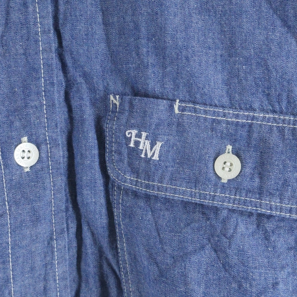 HUMAN MADE(ヒューマンメイド) ロゴ刺繍 シャンブレー 長袖シャツ ブルー