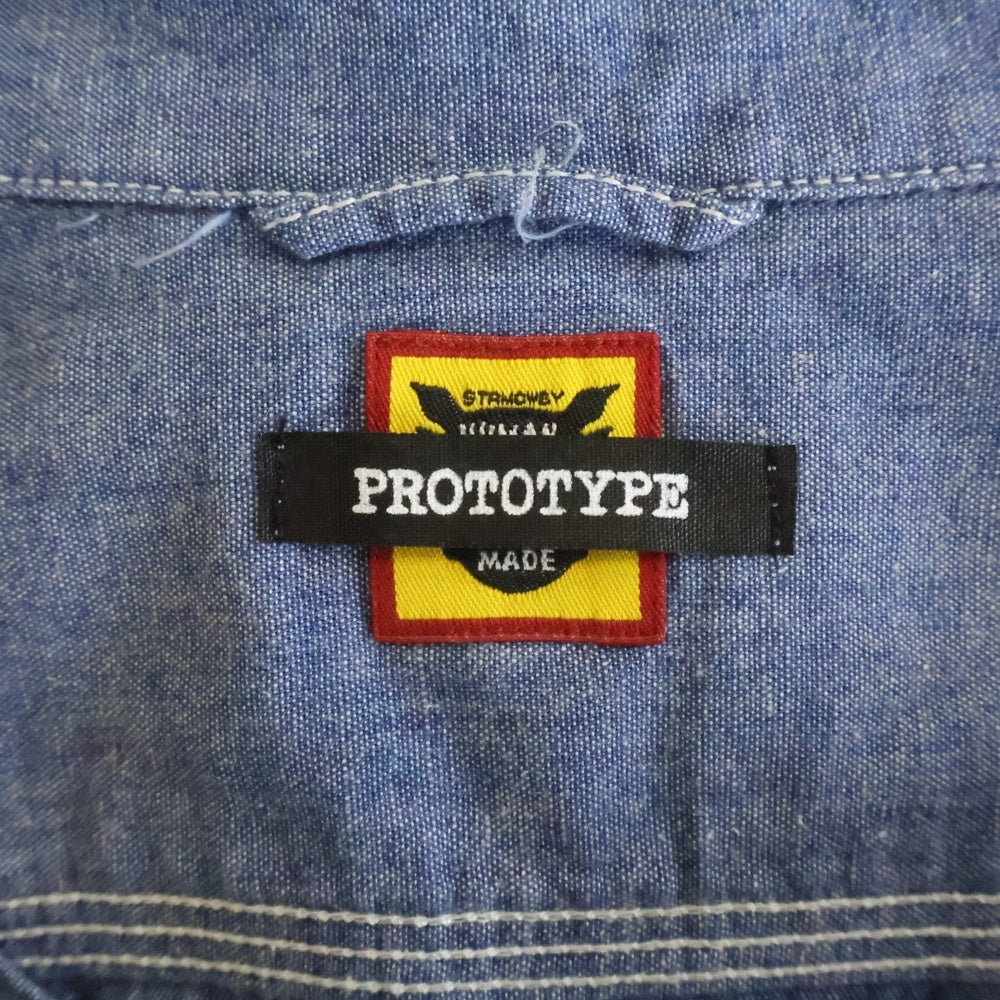 HUMAN MADE(ヒューマンメイド) ロゴ刺繍 シャンブレー 長袖シャツ ブルー