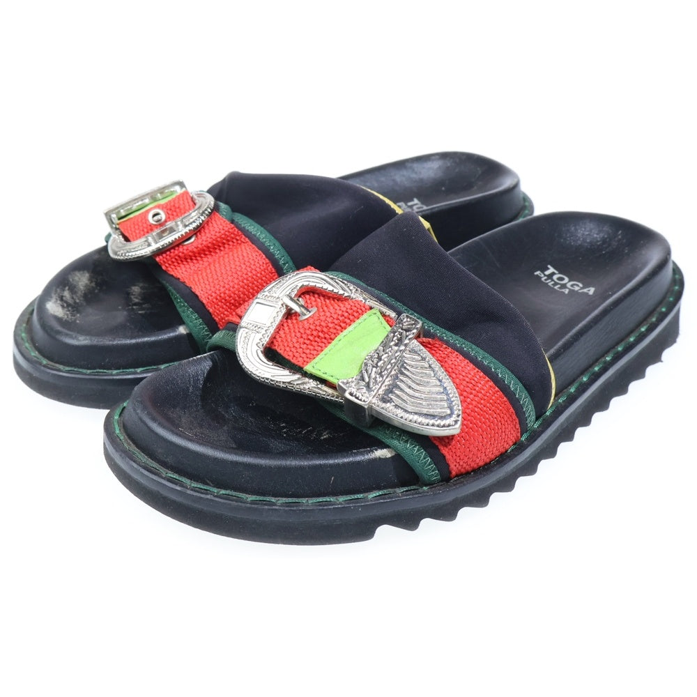 TOGA PULLA(トーガ プルラ) 19SS ×STUDIOUS ストゥディオス メタルバックル フラットサンダル ブラック レディース 1018G