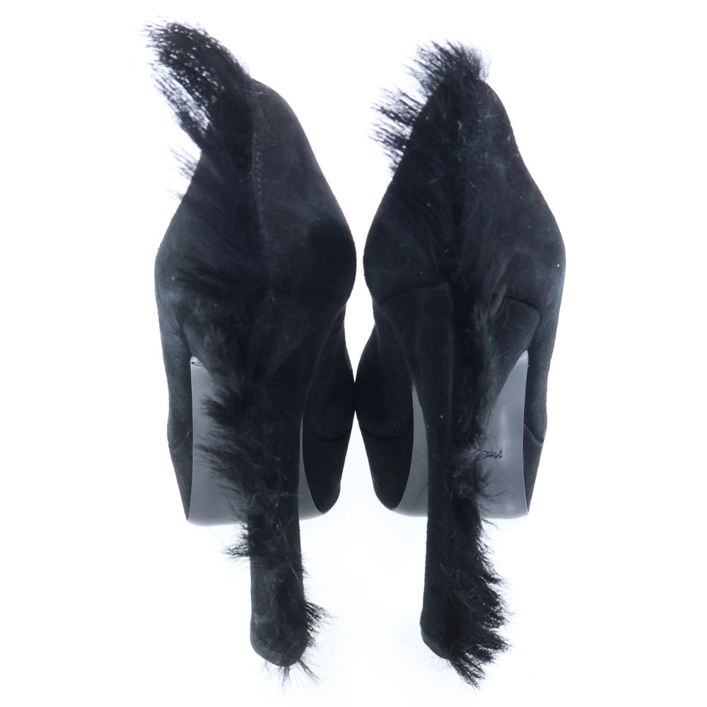 YVES SAINT LAURENT(イヴサンローラン) 10AW MOHAWK PALAIS FUR BACK SUEDE PLATFORM PUMPS モホーク バックファー スエード プラットフォームパンプス ハイヒール ブラック レディース