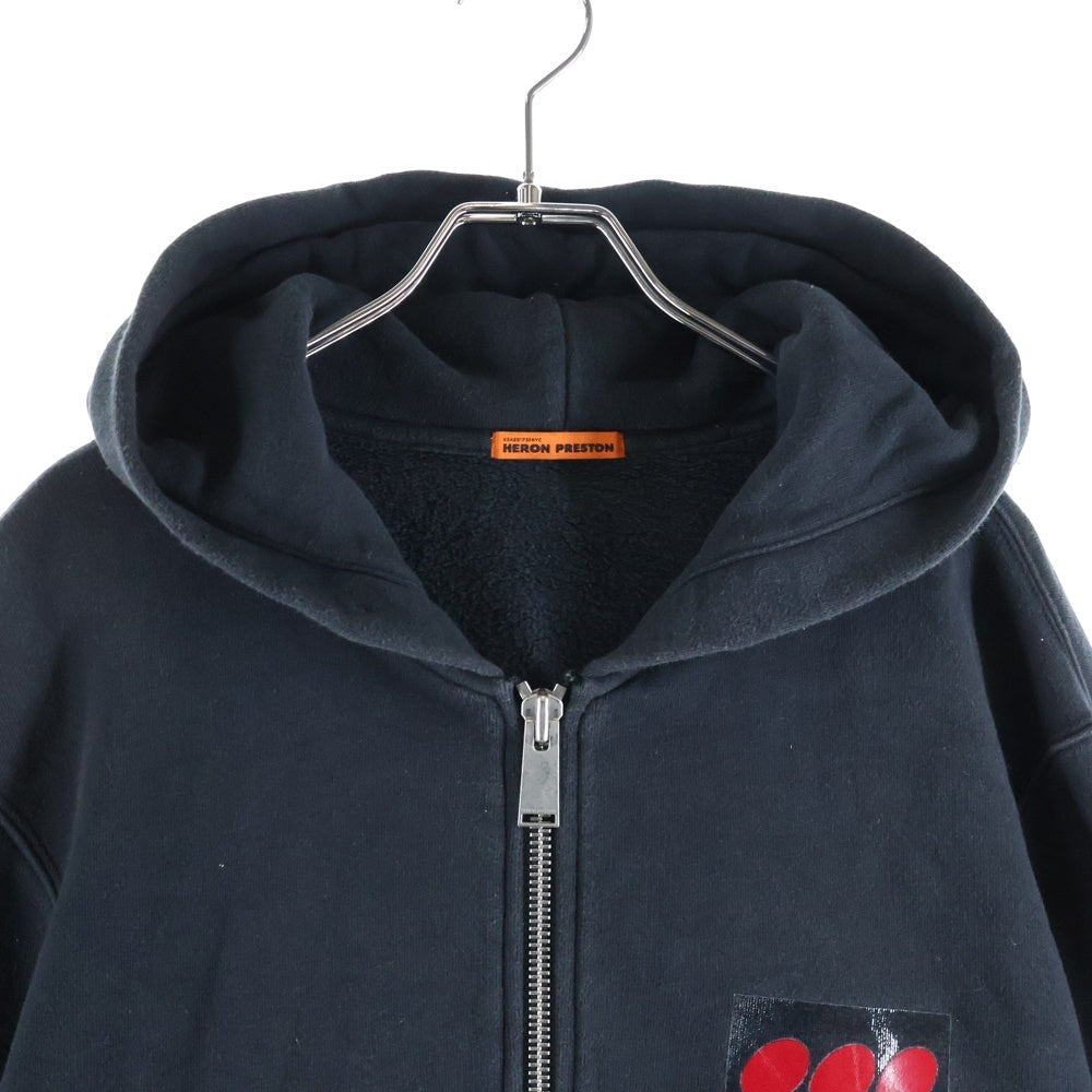 HERON PRESTON(ヘロンプレストン) DOT ZIP UP HOODED SWEATSHIRT ドット リフレクター ジップアップフーディ パーカー ブラック HMBE001F19808004