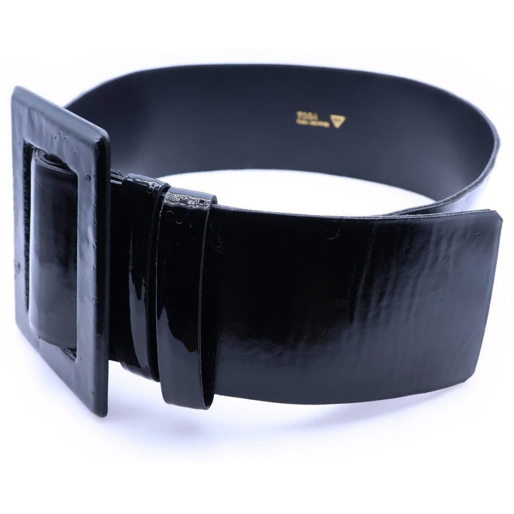 TOGA ARCHIVES(トーガアーカイブス) スクエアバックル エナメル ワイドレンジ ベルト ブラック レディース