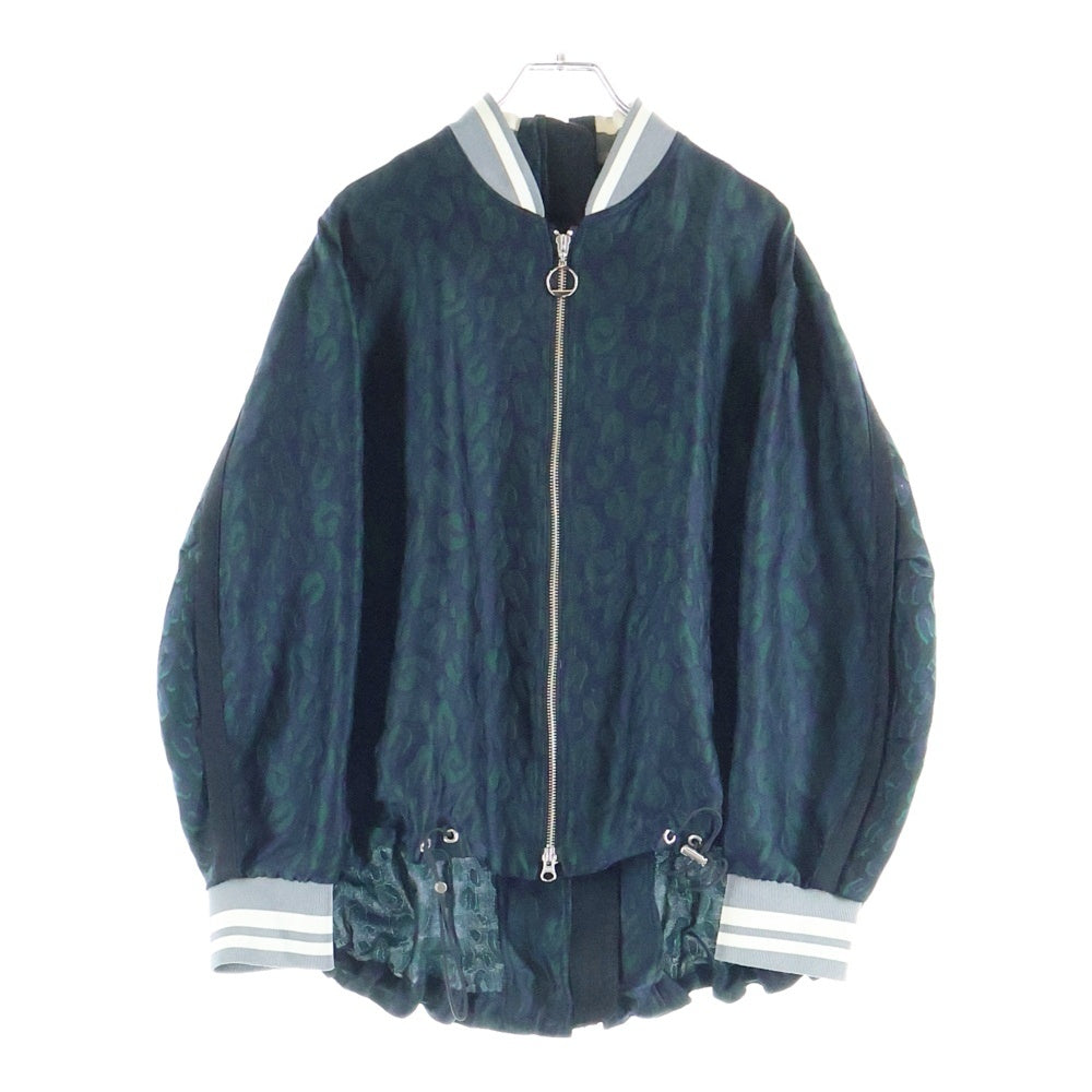 Ujoh(ウジョー) 総柄 バックフロントジップ ドローコード ジャケット ダークグリーン UQ-Y04-201