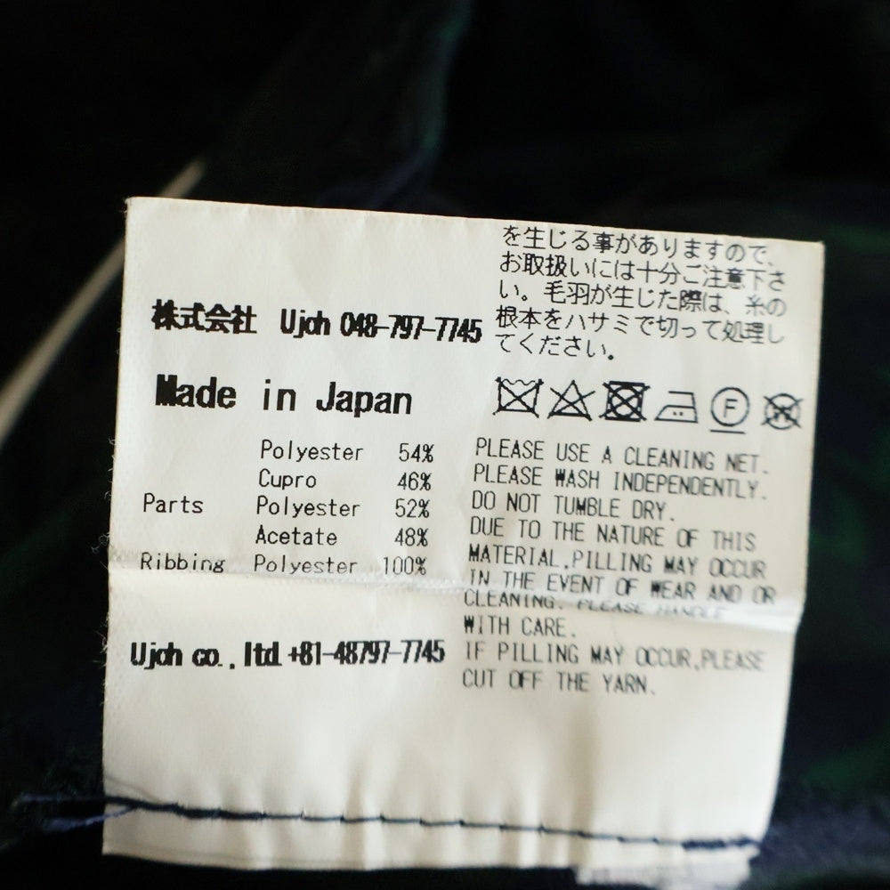 Ujoh(ウジョー) 総柄 バックフロントジップ ドローコード ジャケット ダークグリーン UQ-Y04-201