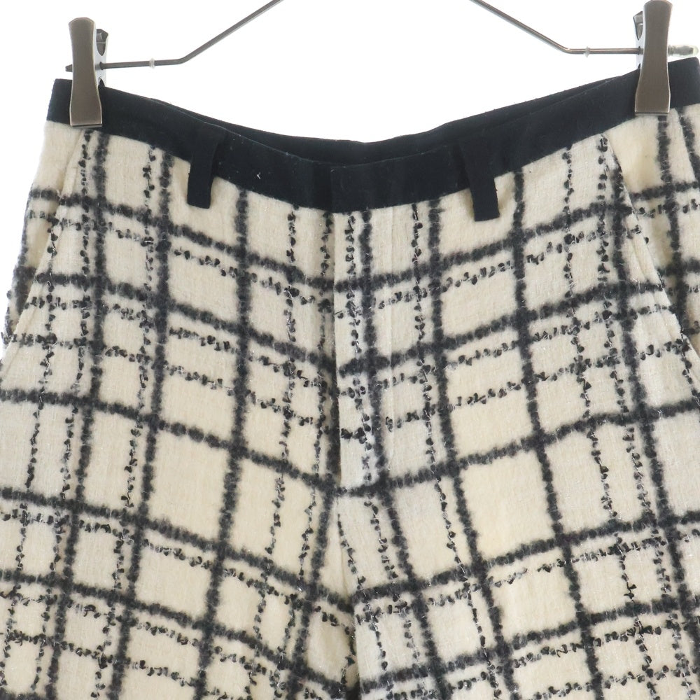 AKIRA NAKA(アキラナカ) ツイードチェック テーパード ロングパンツ ホワイト レディース AW13-21
