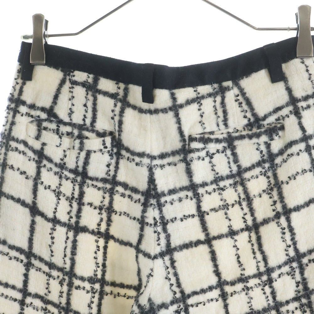AKIRA NAKA(アキラナカ) ツイードチェック テーパード ロングパンツ ホワイト レディース AW13-21