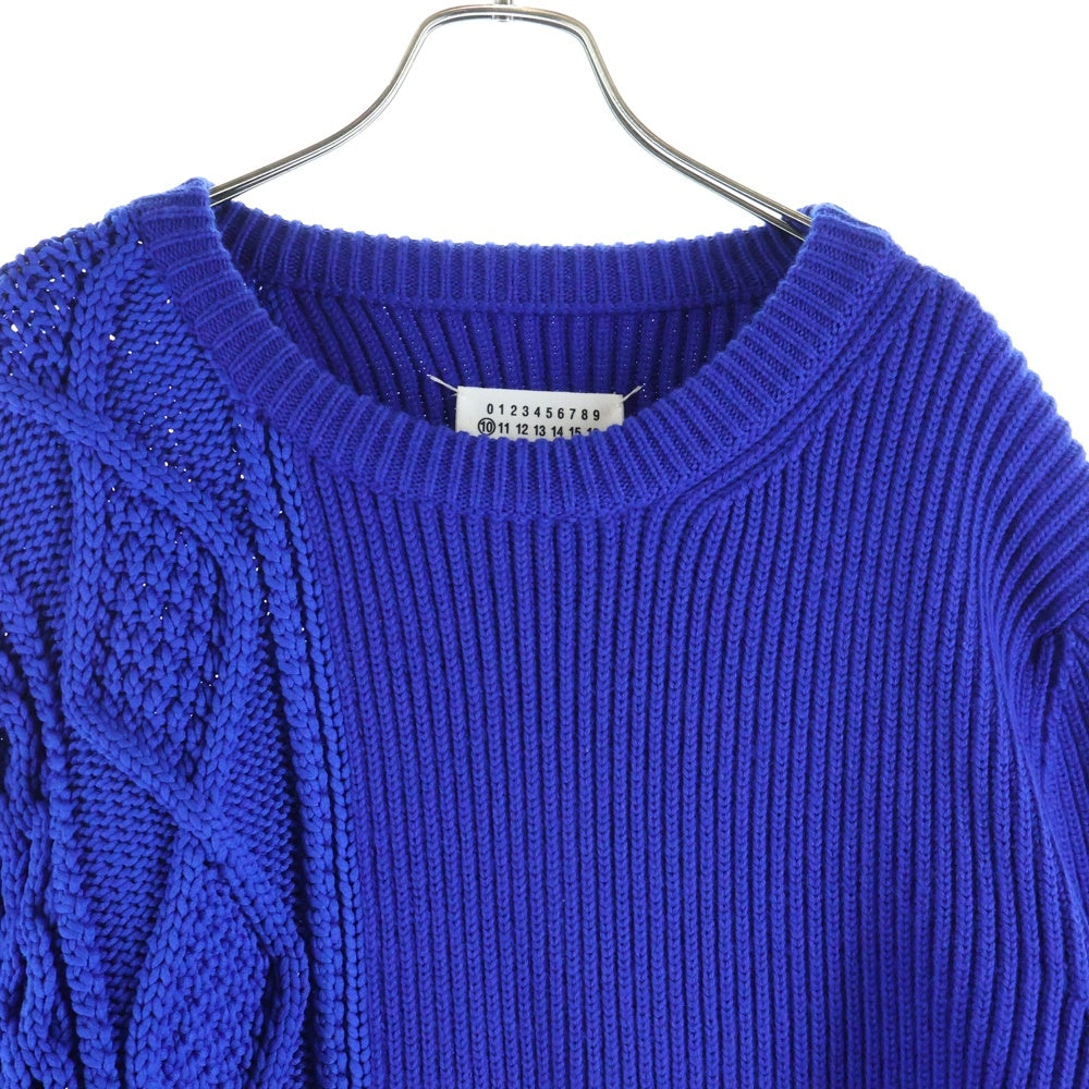 Maison Martin Margiela(メゾンマルタンマルジェラ) リブケーブル切替 ニットセーター ブルー S50GP0137 S16574
