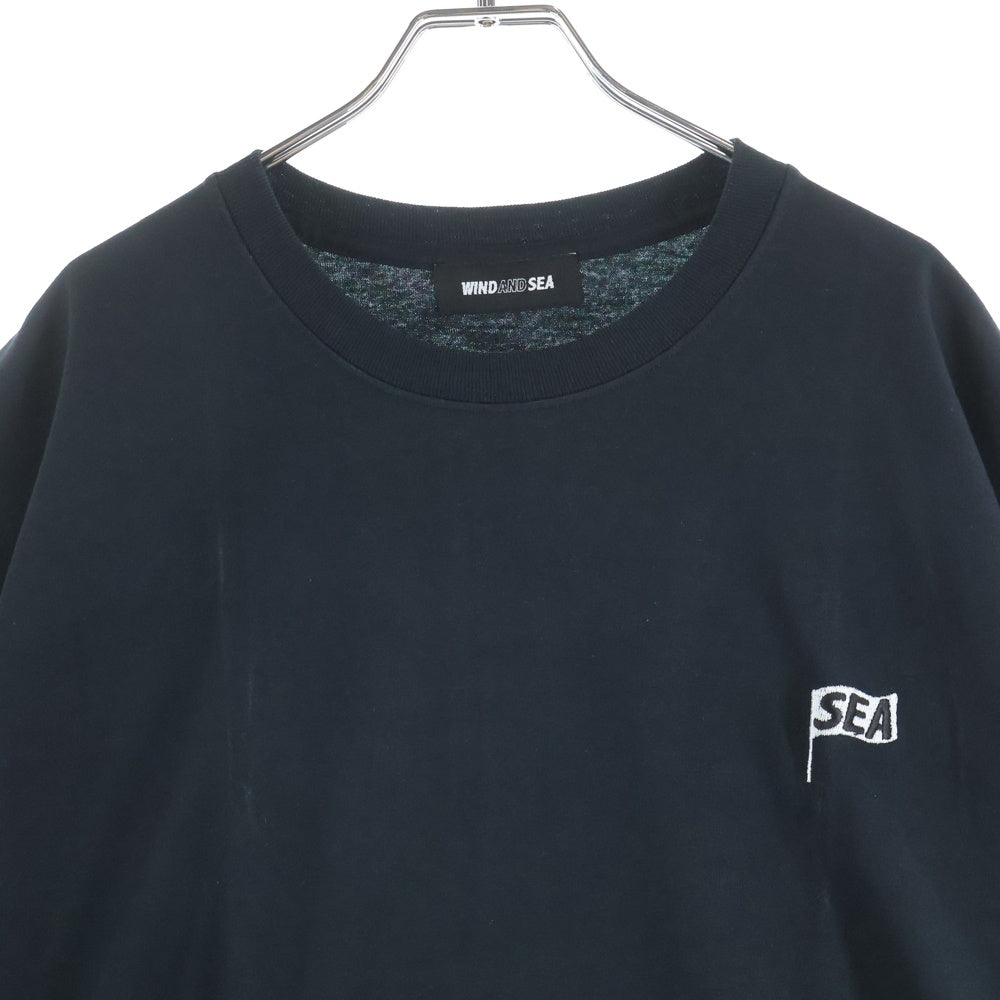 WIND AND SEA(ウィンダンシー) SEATOMO-DLM TEE ロゴ刺繍 クルーネック 半袖Tシャツ カットソー ブラック WDS-CS-301