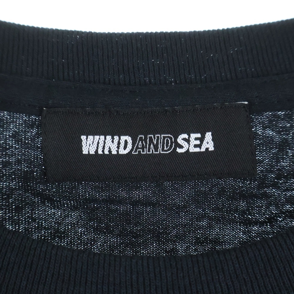 WIND AND SEA(ウィンダンシー) SEATOMO-DLM TEE ロゴ刺繍 クルーネック 半袖Tシャツ カットソー ブラック WDS-CS-301